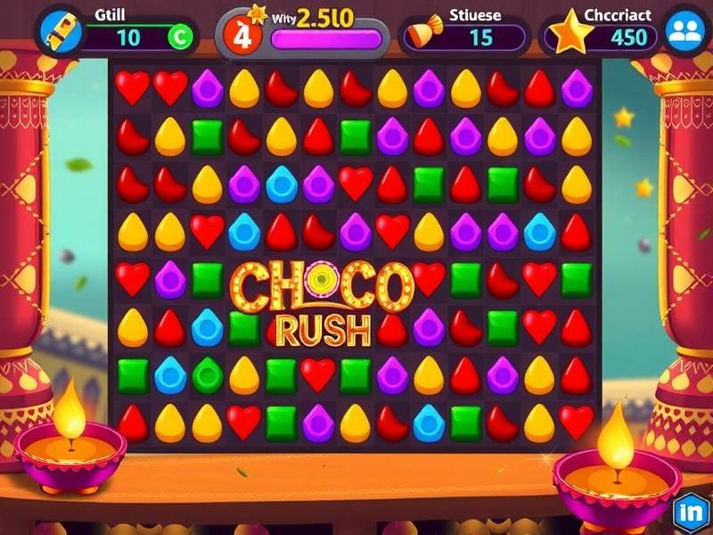 Choco Rush India Diwali special level with diyas